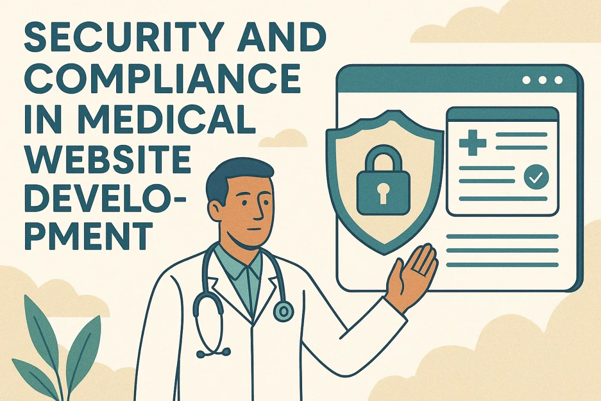 Doctor highlighting security in medical website development