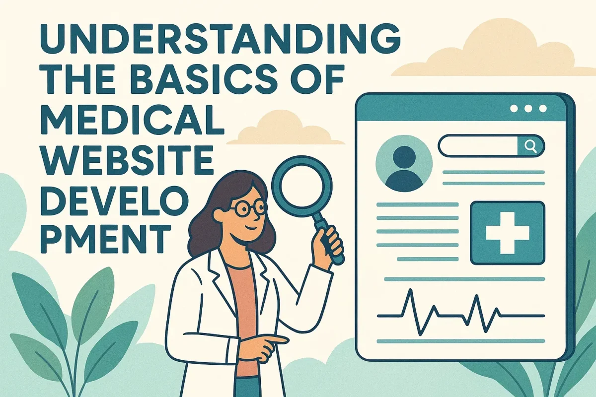 Doctor analyzing medical website development interface