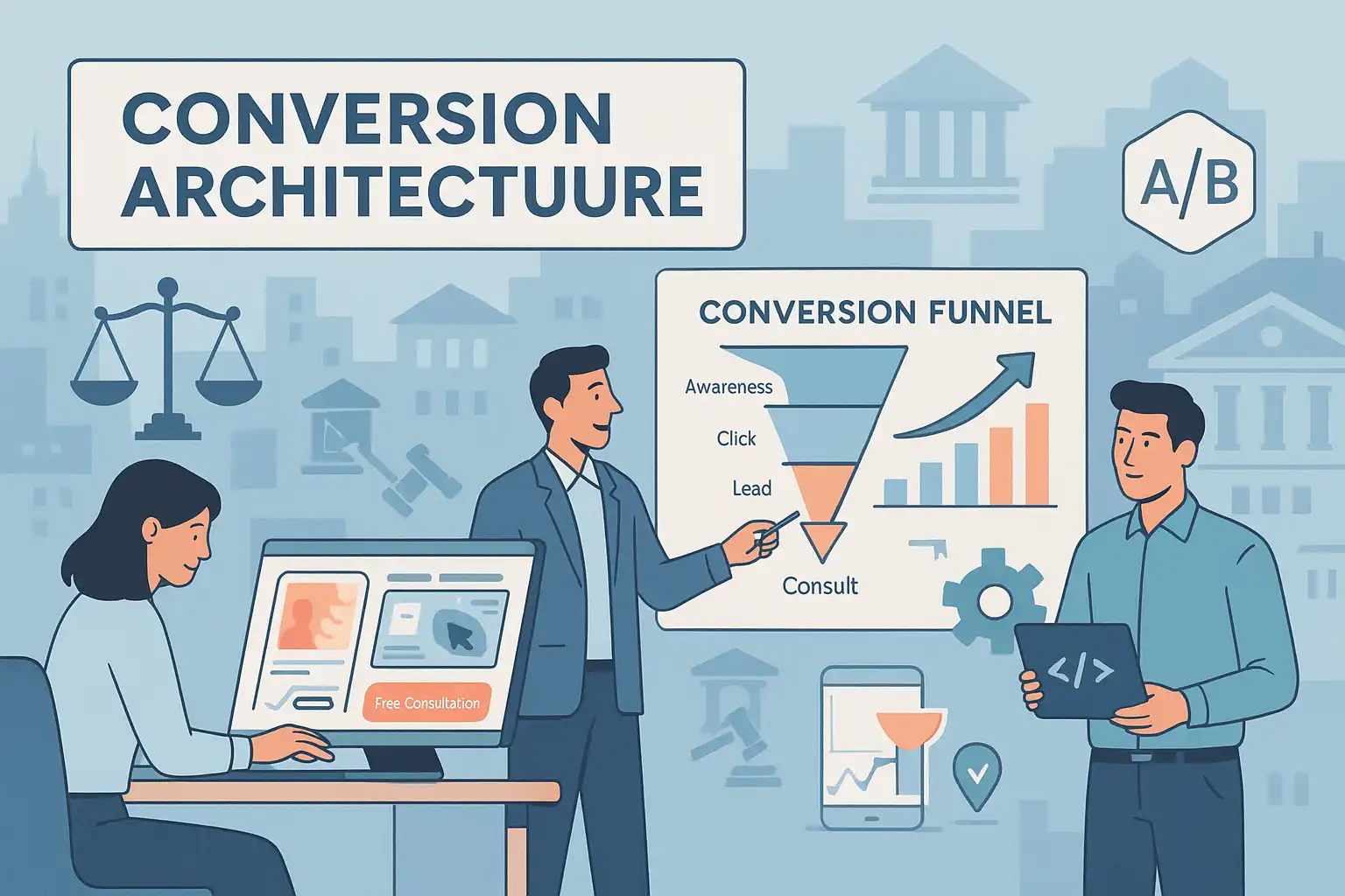 Illustration lawyer seo marketing lawyer website design