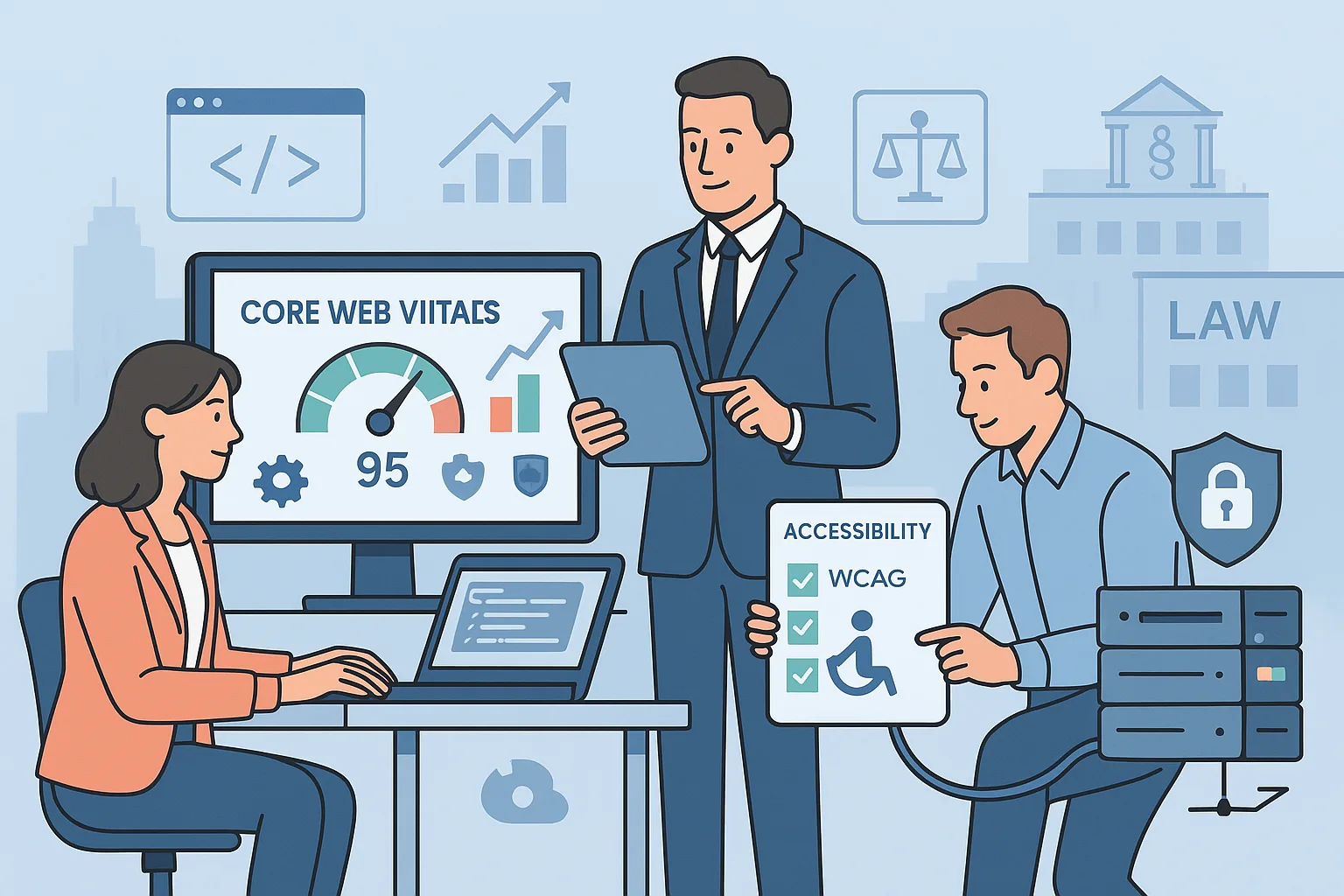 Illustration lawyer seo technical health